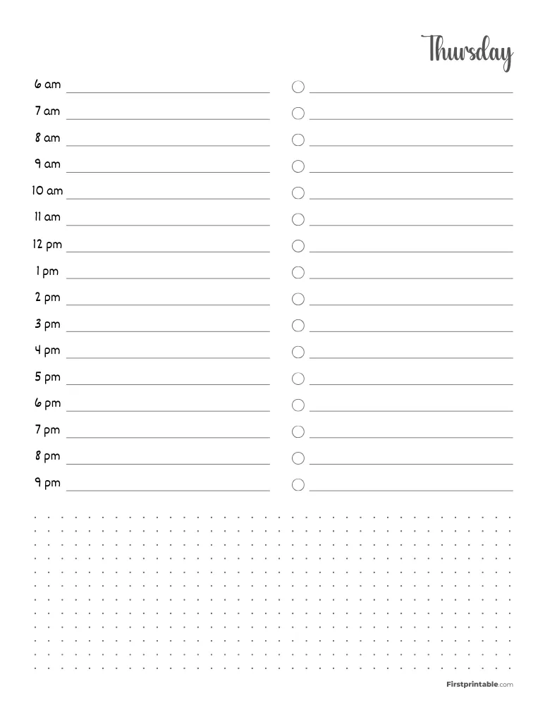 Daily Planner Thursday