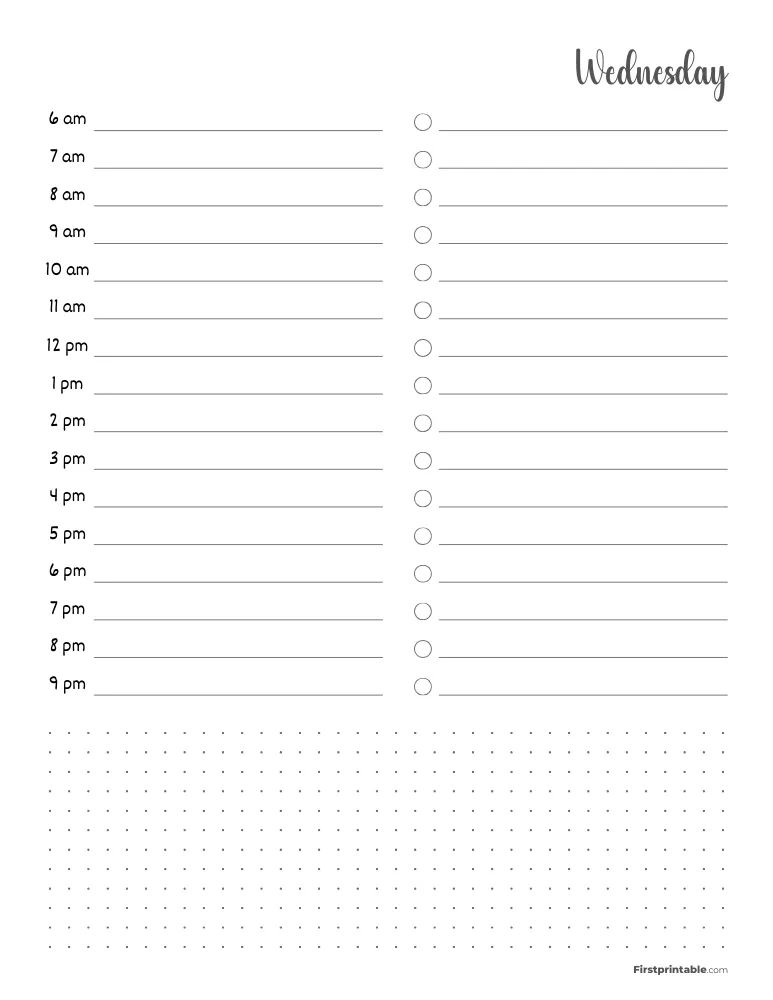 Daily Planner Wednesday