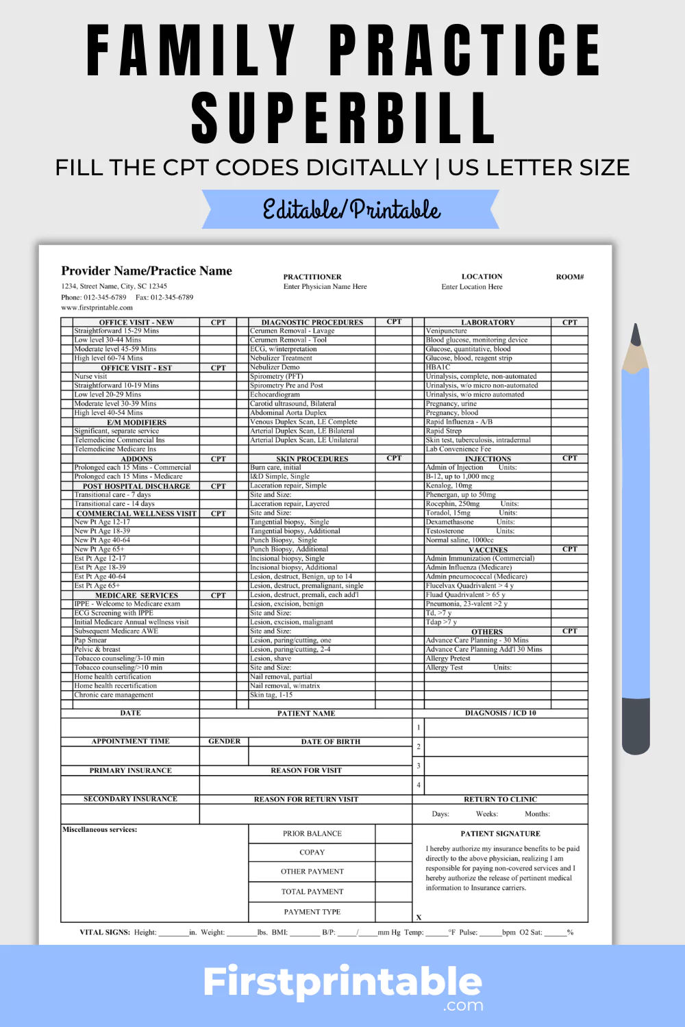 Free Printable Family Practice Medicine Superbill