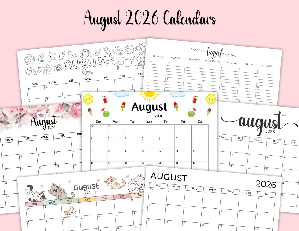 Free Printable 2026 August Calendar Free Printable 2026 August Calendar