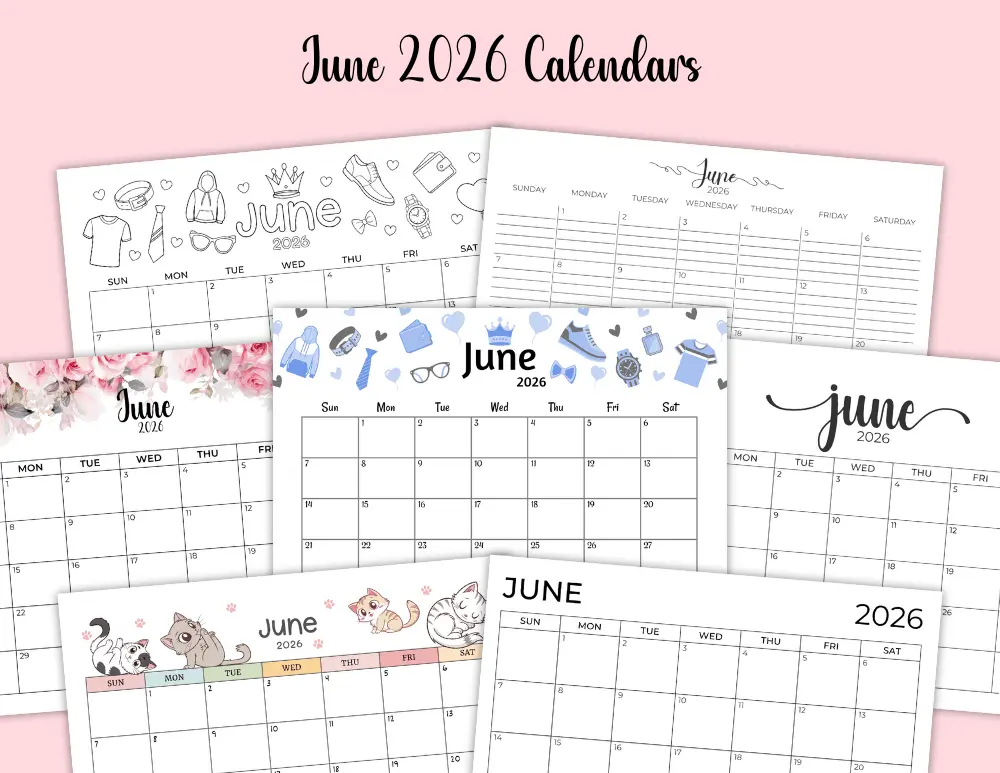 June 2026 Calendar Templates