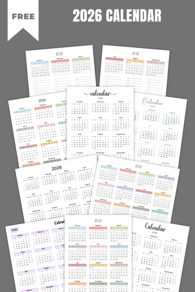 Free Printable Year Calendar 2024, 2025, 2026 With Holidays