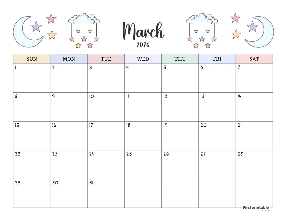 March 2026 Printable Calendar