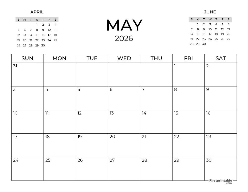 May Calendar 2026