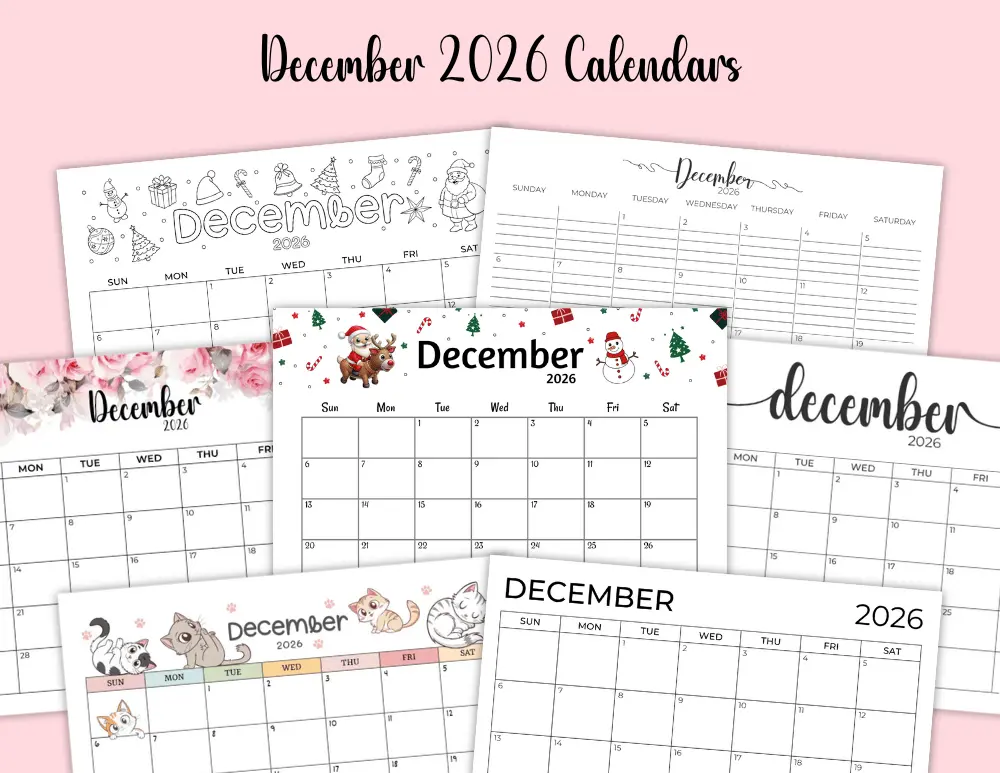 Printable 2026 December Calendar