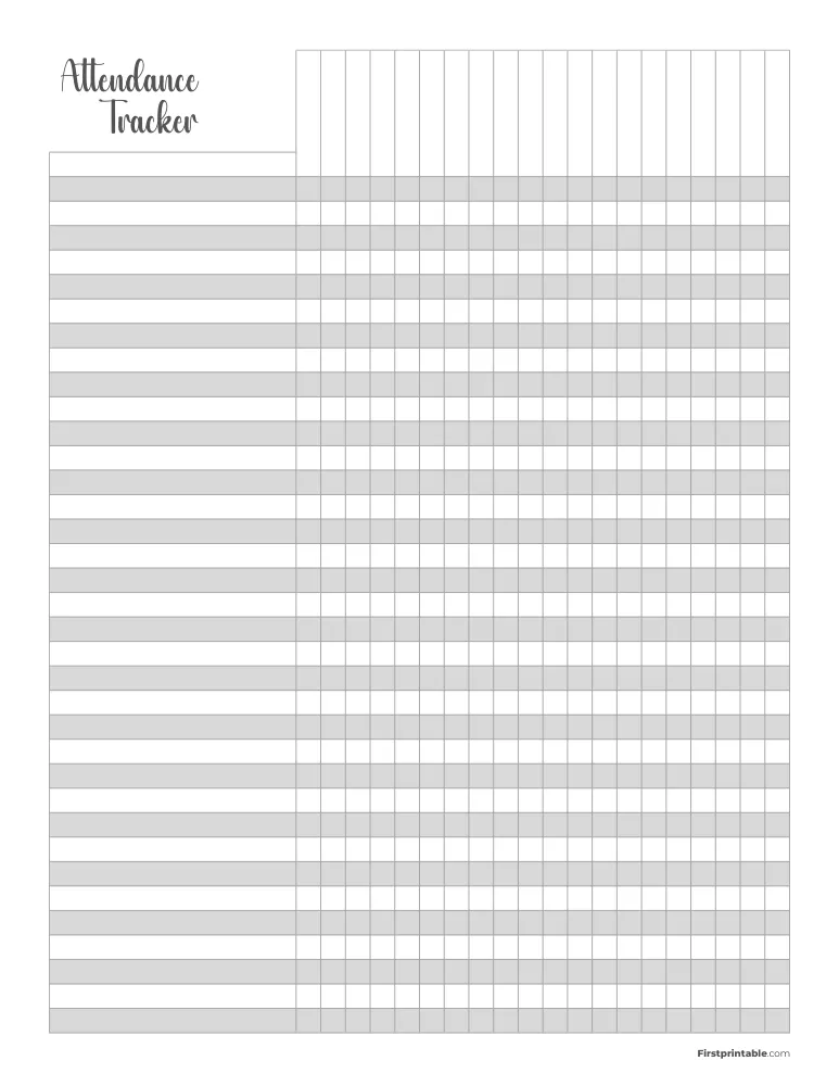 Printable Attendance Tracker Page 1