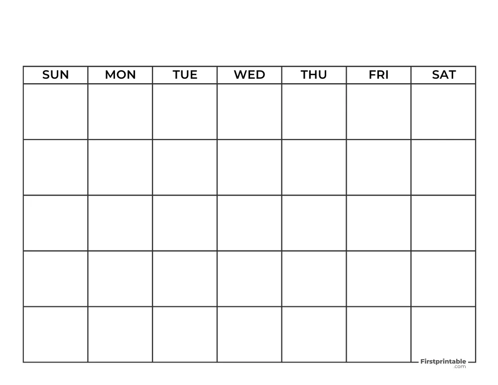 Printable Blank Calendar Template 02
