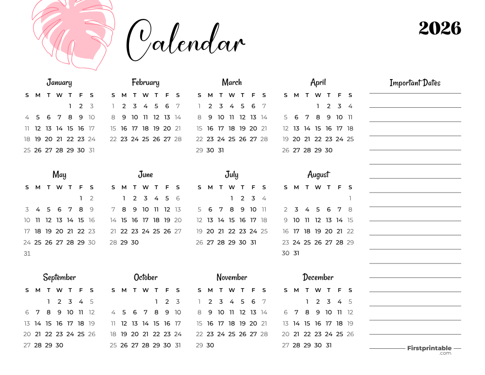 Printable Calendar 2026 Template 11