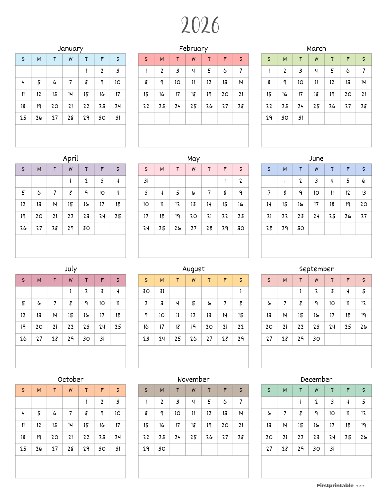Printable Calendar 2026 Template 16