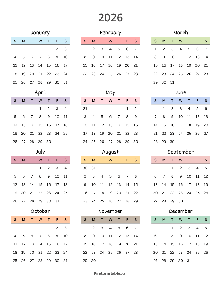 Printable Calendar 2026 Template 18