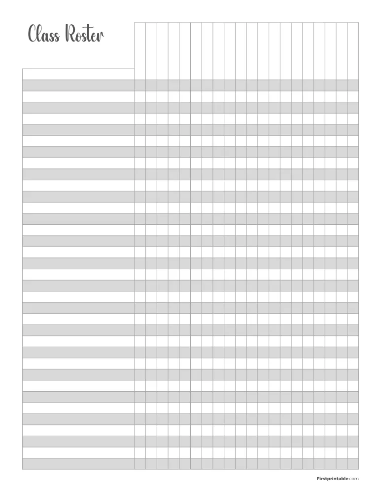 Printable Class Roster Page 1