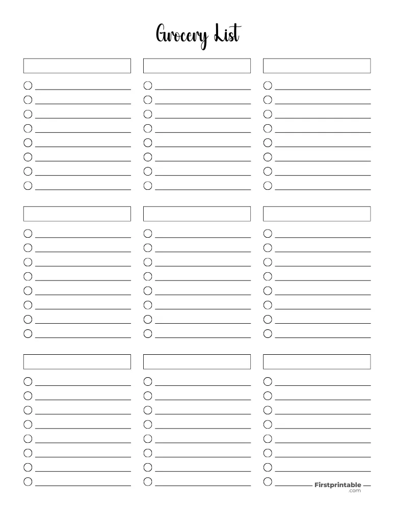 Printable Grocery List Template 58