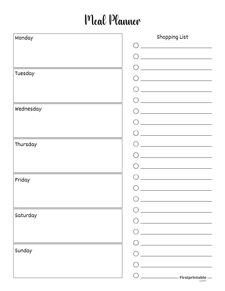 Printable Meal Planner Template 59