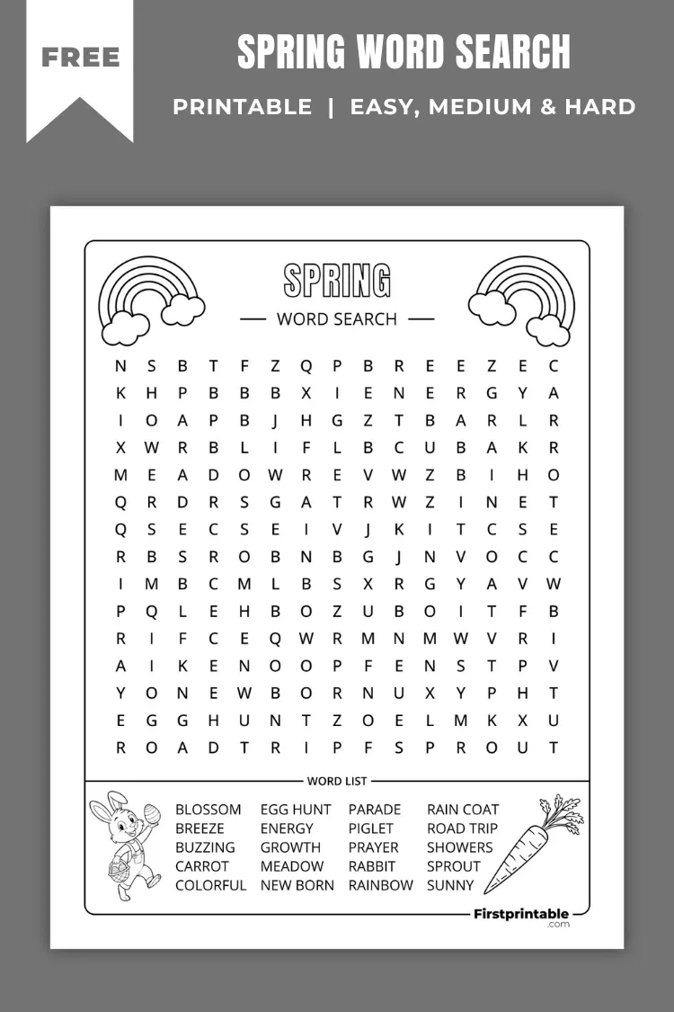 Spring Word Search Free Printable