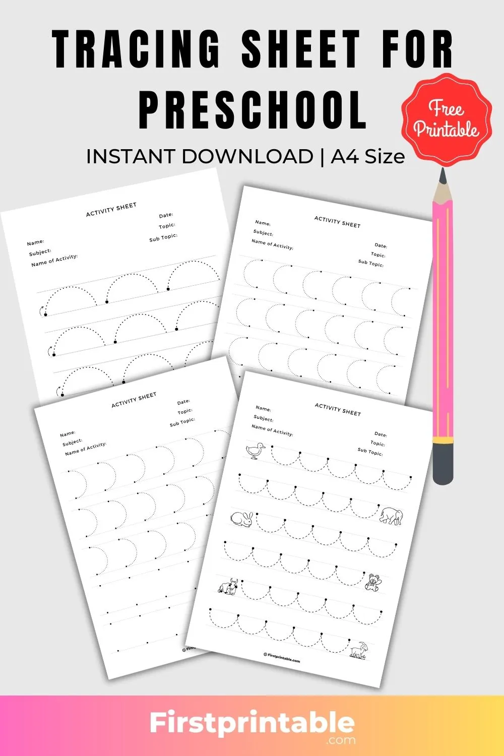 Free Printable Tracing Worksheet for Preschool